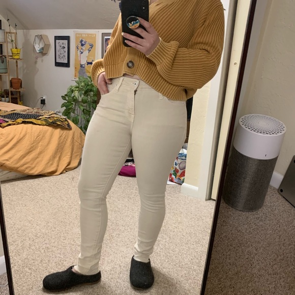 Cream distressed skinny jeans - Picture 1 of 6